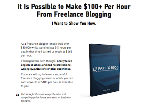 Tom Ewer's Paid to Blog guide is an ebook and e-course in one.