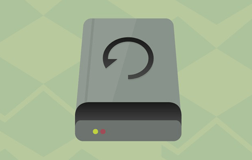 An illustration of a hard drive with a solid green light indicating it's secure and backed up.