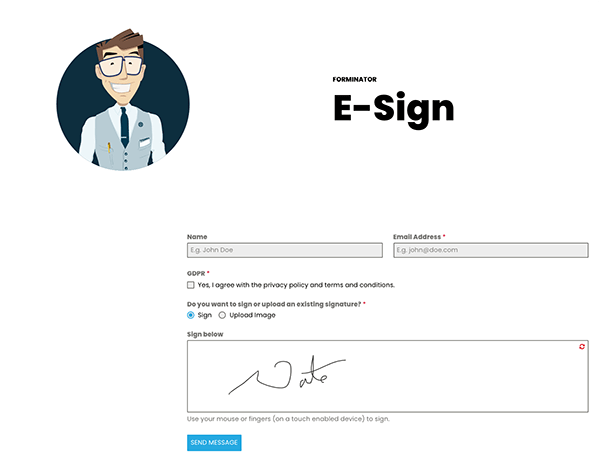 Example form with e-signature.