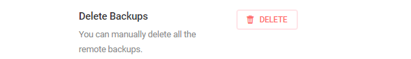 Screenshot of the delete backups button.