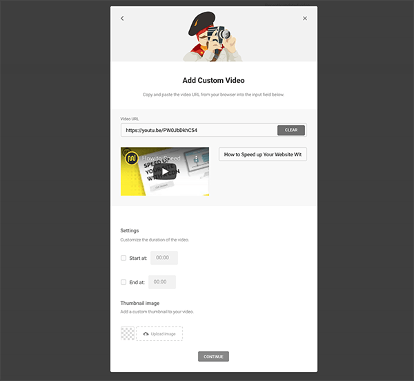 Where you add a custom video.
