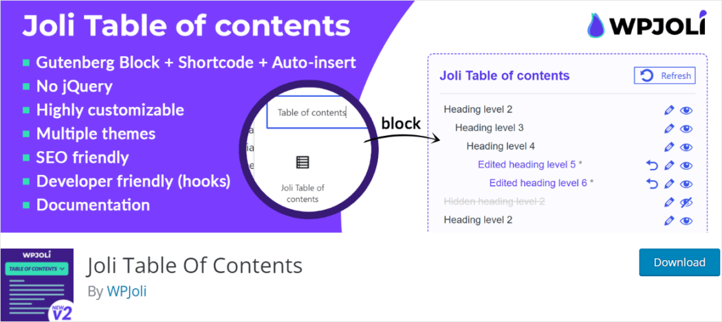 Joli Table Of Contents