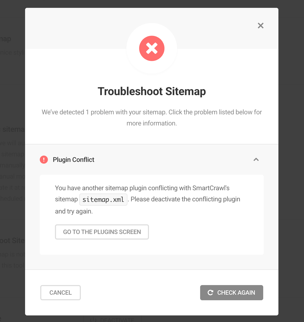 Troubleshoot sitemap plugin conflict