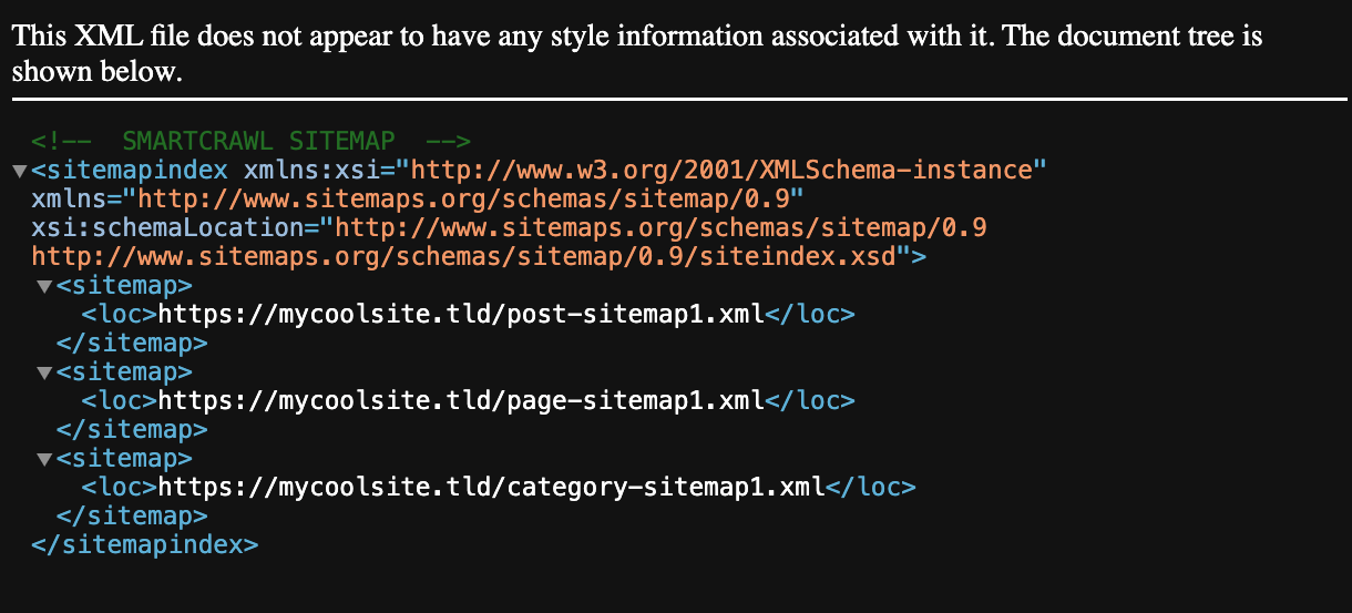 SmartCrawl sitemap without stylesheet