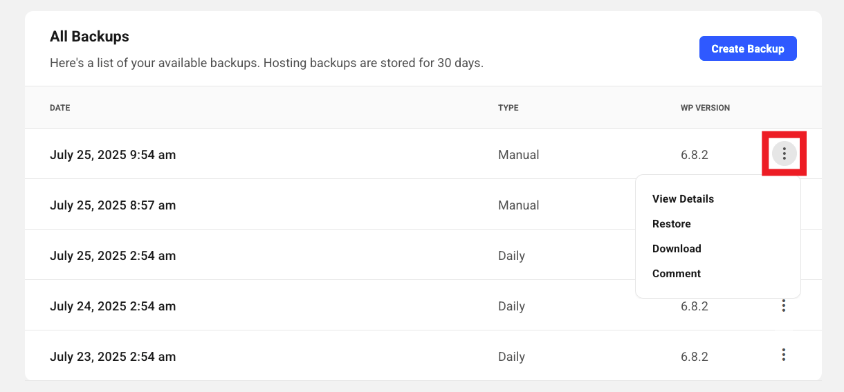 Backup options