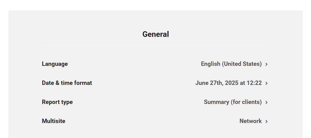 General options for Hub reports