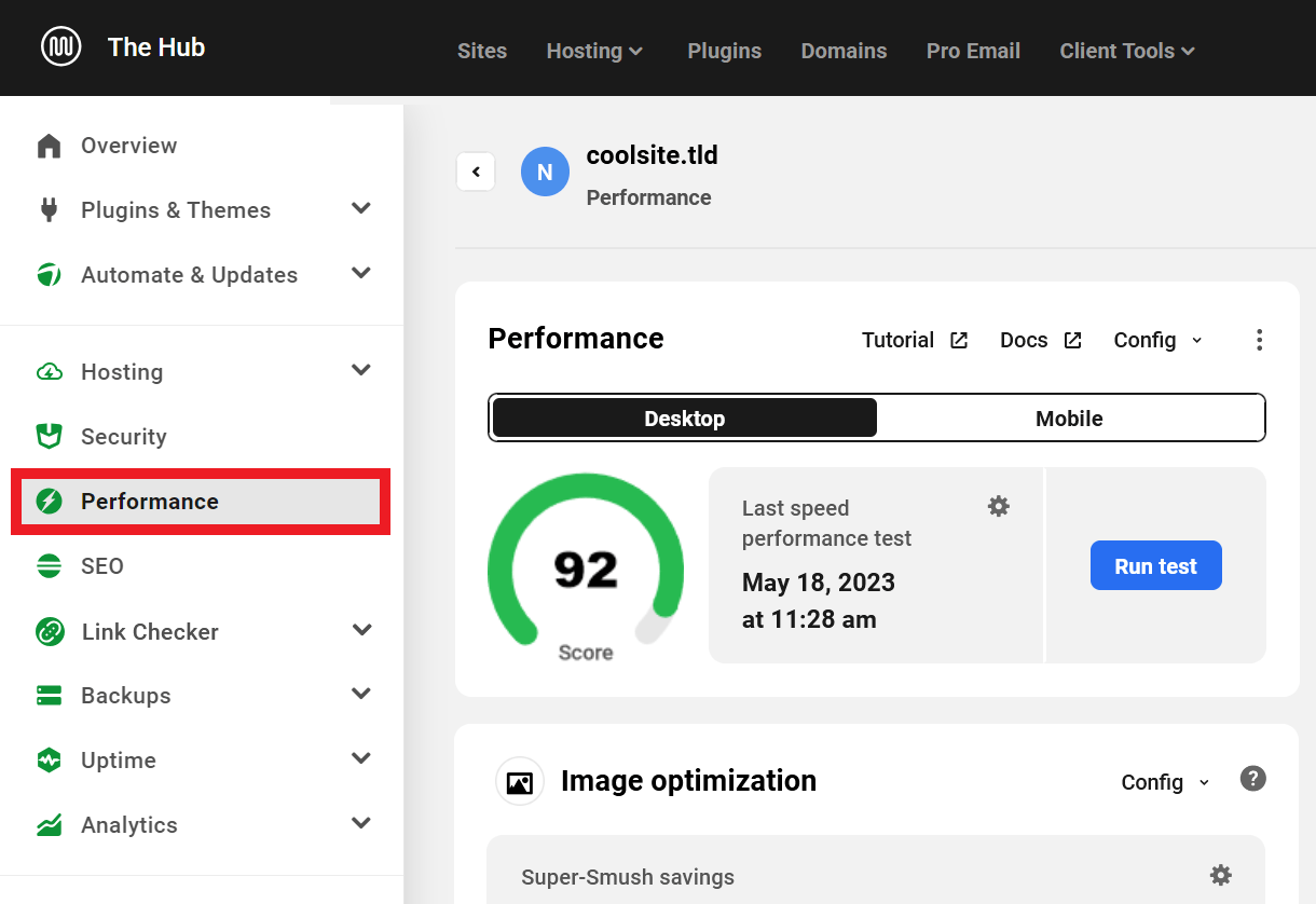 View Site Performance Information
