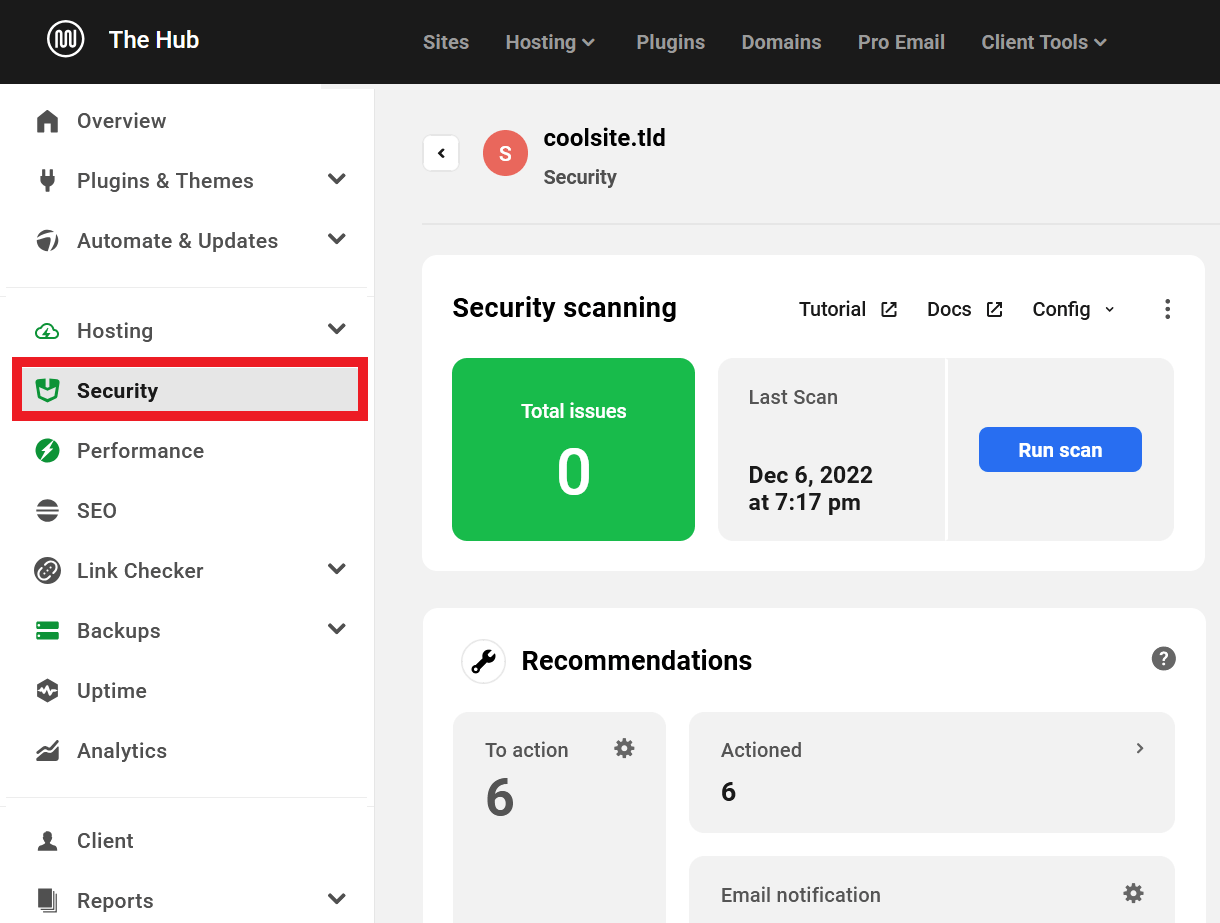 View Site Security Information